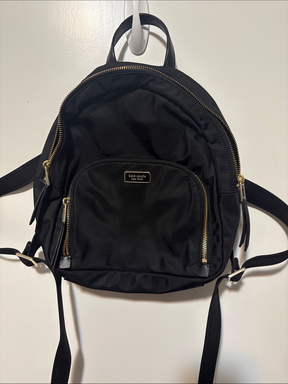 kate spade Black Nylon Mini Backpack with Gold Hardware
